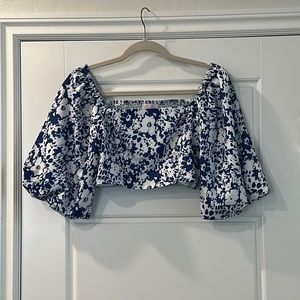Pink Lily Floral Cropped Top